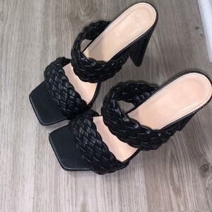 Women's Black Braided Heels